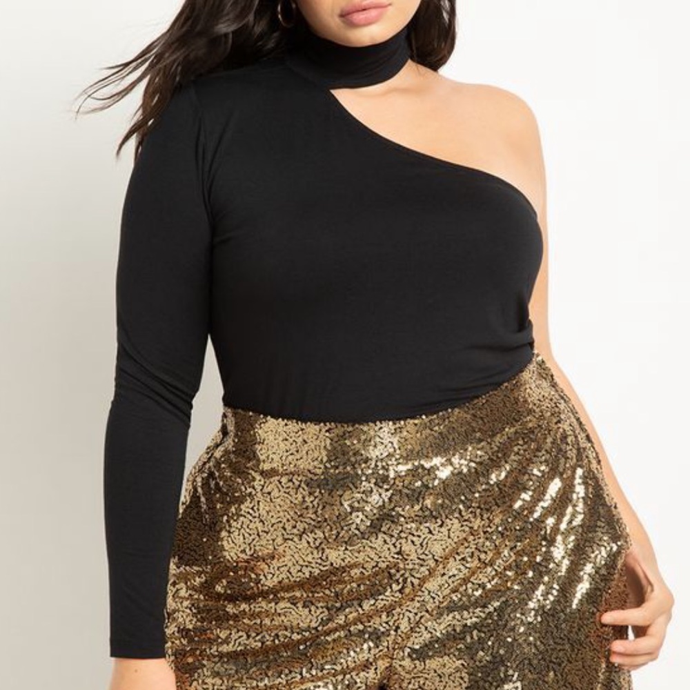 Eloquii One Shoulder Mock Neck Top